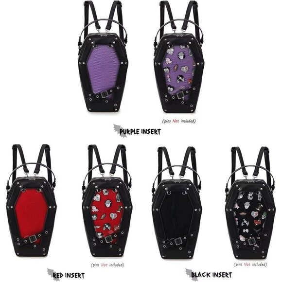 Gothic Coffin Shape Purse Handbag for Women Halloween Shoulder Bag Black C